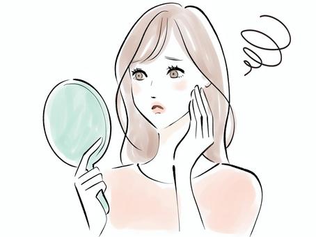 肌荒れに悩む女性