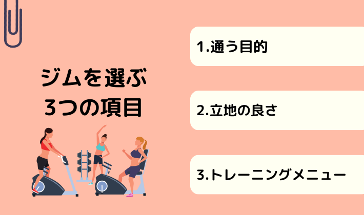 ジムを選ぶ3つの項目
